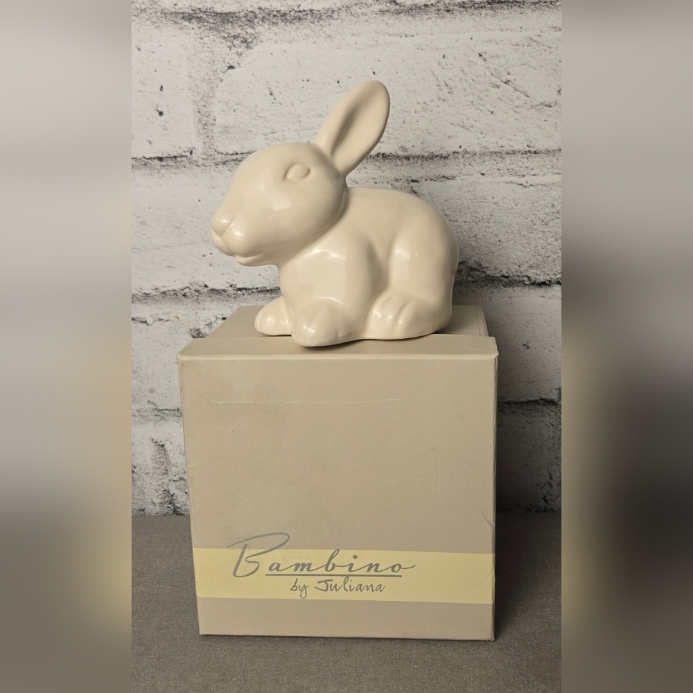 Bambino by Juliana Bunny Rabbit Ceramic Money Bank Cream Nursery Decor With Box
